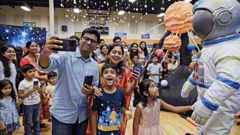 Families enjoying Space Carnival